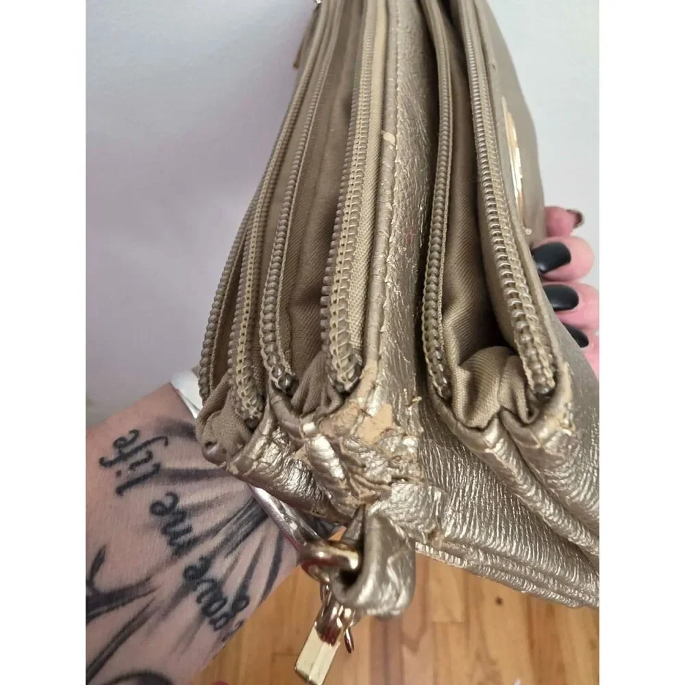 Michael Kors Metallic Gold Double Zip Crossbody Bag